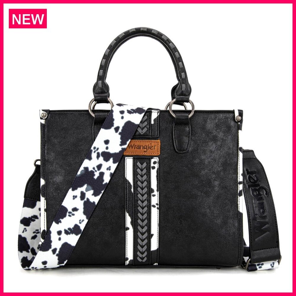 Structured Tote Bag with Zip Pockets, 13x10x4.5 Inches, Western Style
